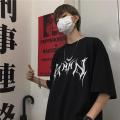 Women T Shirt Hip-Hop Loose Punk Letter Print Tops Tee Black T-shirt Female Summer T-shirt 90s Graphic Tee Female Cute Tops Tee.