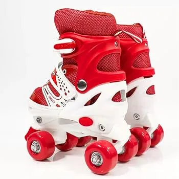 Power Superb Adjustable Roller Skate Shoes 2-Rows 4-Wheels