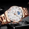 GENEVA Brand Men Watches Luxury Gold Casual Stainless Steel Watches Men's Calendar Fashion Quartz Clock Relo Waterproof. 
