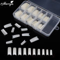 Monja 100Pcs/set Transparent Natural French Nail Art Half Cover False Nails Ballet Acrylic UV Extension Nail Tips Manicure Tool. 