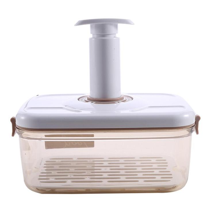 Food Storage Container Vacuum Storage Box with Drain Net Food Dispenser Transparent Sealed Tank Kitchen Organizer Work Lunch Box