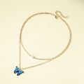 Trendy Double Layer Pearl Chain Choker Butterfly Pendant Necklaces for Girls Simple New Stylish - Fashionable Necklace for Women.