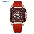 CRRJU Sports Men's Watch, Multifunctional Chronograph Waterproof Square Wristwatch. 