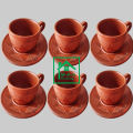 Clay Cup.  Clay Tea Cup. Matir cup. Matir Tea cup. Handmade. Organic .Clay Tea Cup.   Dinner set. matir cup set.  6 cup & press .  Mallik Trading. 