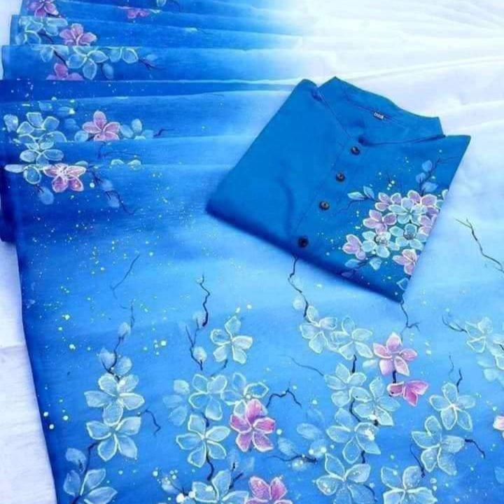 Stylish & fashionable New Matching best Hand Print /Coupple Dress/For Men & Women / Saree & Panjabi/ (Combo Set)) - Panjabi - Panjabi For Men
