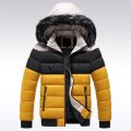 Men's Parka Side Striped Thicken Warm Jackets Coats Winter Hooded Windproof Parkas Jacket Windbreak Outwear. 