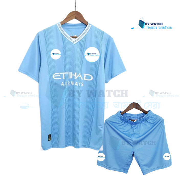 শর্ট প্যান্ট সহ ম্যানচেস্টার সিটি মেশ সুতির হোম কিট 23/24 - manchester city jersey