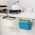 Wall-Mounted Trash Can Household Kitchen Cabinet Door Hanging Dust Basket with Pressure Ring Toilet Plastic Storage Bucket. 
