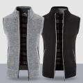 Knitted Cardigan Vest Ribbed Hem Elastic Warm Men Solid Color Thickened Casual Knitwear Waistcoat Male Outerwear Streetwear.