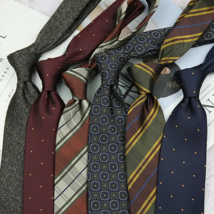 Red%20Coffee%20Color%20Cashew%20Striped%20Geometry%20Pattern%208cm%20Polyester%20Tie%20for%20Man%20Groom%20Suit%20Wedding%20Business%20Necktie%20-%20Image%202