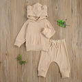 Newborn Baby 2-piece Outfit Set Long Sleeve Solid Color Hoodie and Pants Set for Kids Boys. 