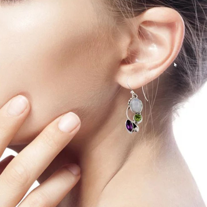 Vintage%20Marquise%20Round%20Faux%20Moonstone%20Emerald%20Amethyst%20Dangle%20Hook%20Earrings%20-%20Image%203