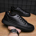 Men's Shoes Spring 2024 New Black Shoes Work Shoes Trendy Versatile Leather Shoes Men's Lightweight Athleisure Shoes.