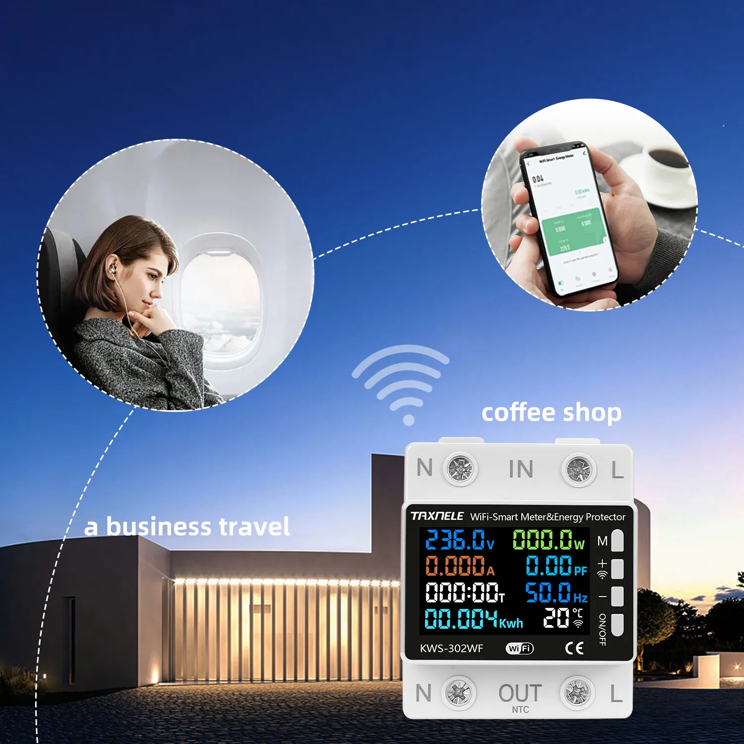 TUYA WiFi Smart Power Meter Over Under Voltage Protection Relay Switch Circuit Breaker Energy kWh Temperature Meter Smart Life