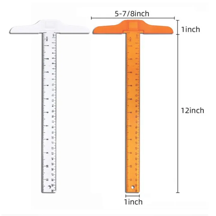 1Pcs%20T-shaped%20Double%20Side%20Scale%20Ruler%20Drafting%20Drawing%20Tool%20Plastic%20School%20Office%20Supplies%20Stationery%20Accessory%2030cm%20(Inch,%20Cm)%20-%20Image%203