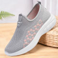 2024 spring new women's shoes light soft soles casual single shoes one foot slip shoes for middle-aged and elderly mothers comfortable walking shoes. 
