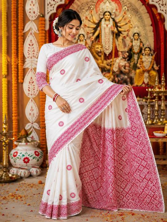 New Screen Print Half Silk Saree for Women