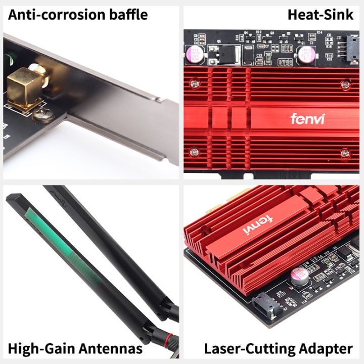 Intel%20AX200%20WiFi%206%20802.11ax%20Dual%20Band%202.4G/5Ghz%20For%20Bluetooth%205.2%20Desktop%20PCIE%20Wireless%20WiFi%20Adapter%20FENVI%20WiFi%20Card%203000Mbps%20WiFi%206%20-%20Image%202