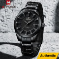 NAVIFORCE 8032 Alloy Quartz watches Stainless Steel strap with 30m water resistance wristwatch For Men Casual- Black.