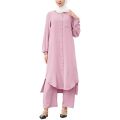 Womens Abaya 2-Piece Set Semi Formal Dubai Kaftan Fall Loose Long Sleeve Black Muslim Robe with Pants for Womens. 