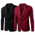 Men Blazer Single Button Turn-down Collar Formal Plus Size Suit Coat for Work. 