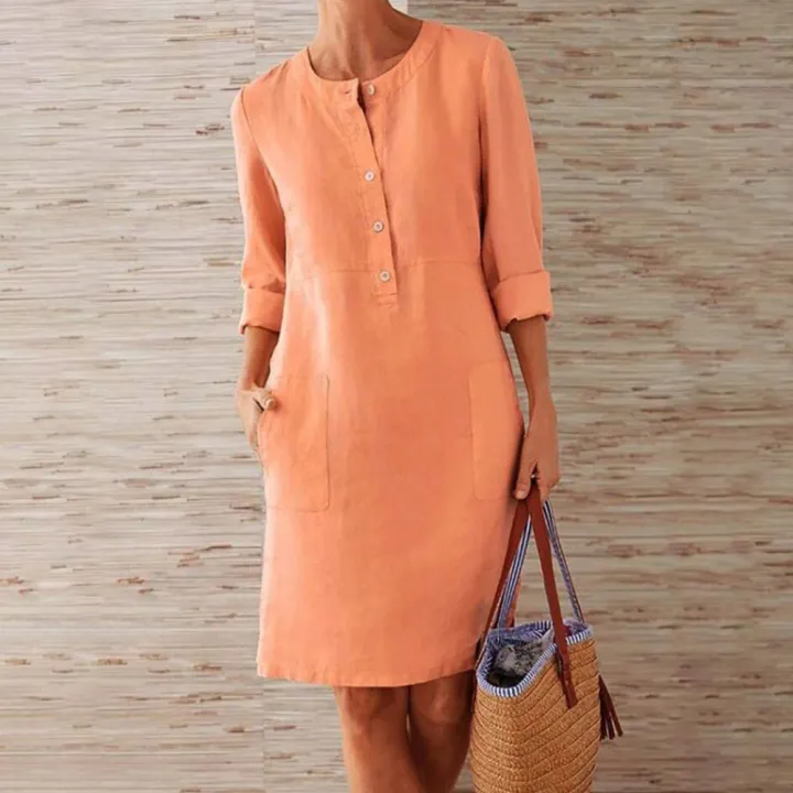 Jocoo%20Jolee%20Vintage%20Straight%20Dress%20Long%20Sleeve%20Oversized%20Mini%20Dress%20Women%20Casual%20Soild%20Long%20Sleeve%20Cotton%20and%20Linen%20Tunic%20Dress%20-%20Image%202