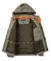 Autumn and Winter Cargo Pants Outdoor Leisure Jacket Men's Mid-Length Fleece-lined Multi-Pocket Hooded Jacket Men's Jacket. 
