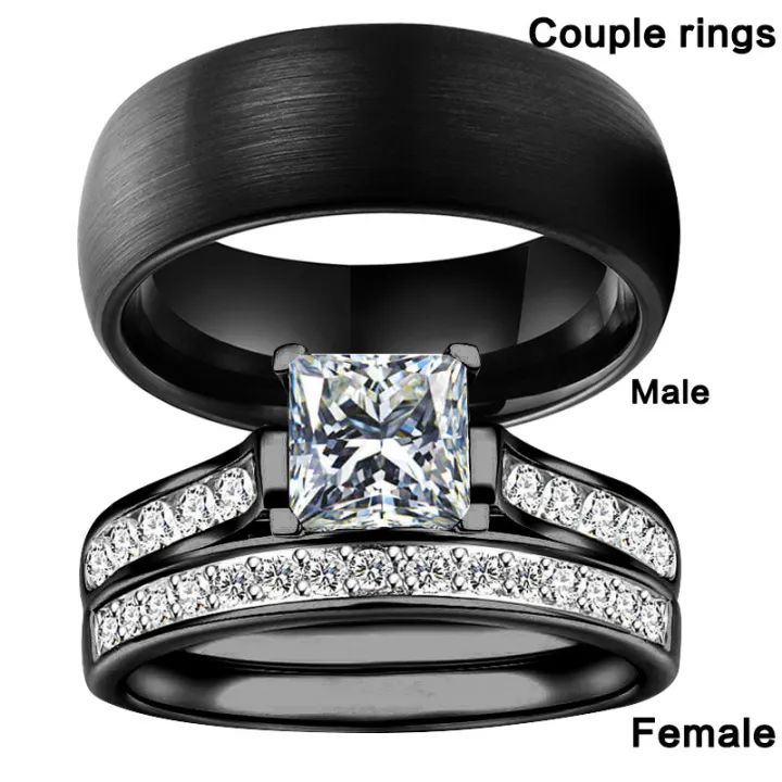 wish aliexpress ebay new wedding engagement women's ring set ring stainless steel dragon pattern men's ring couple ring