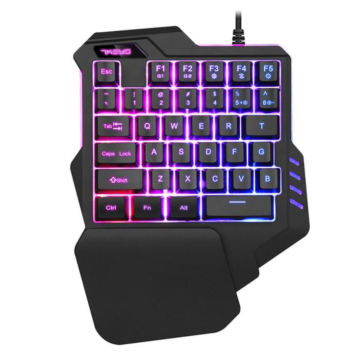 HXSJ One-Handed Gaming Keyboard RGB Backlit Portable Mini Gaming Keypad Ergonomic Game Controller for PC for PS4 for Xbox Gamer Keyb