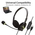 3.5mm Noise Cancelling Wired Headphones Microphone Universal USB Headset With Microphone For PC /Laptop/Computer Headset.