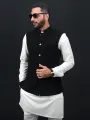 Stylish black koti for men panjabi | Panjabi vest or waist coat for men | Mujib coat for men black half.
