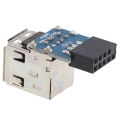 Internal Header Adapter 2 Ports USB2.0 A Female 9Pin Motherboard to Double Layer. 