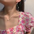 Vintage Sweet Temperament Drop Dangle Earrings  For Girls Tulip Flower  Necklace Clavicle Chain Choker Women Stud Earrings. 