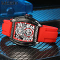 MEGIR Fashion Silicone Barrel Mechanical Watches Hollow Dial Design Men Automatic Watch 30M Waterproof Reloj Hombre 8601.