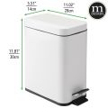 5L Lidded Step Trash Can, Compact Garbage Bin with Removable Liner Bucket and Handle for Bathroom, Kitchen, Office. 