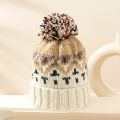 Cute Print Embroidery Beanies Hats for Women Men Winter Wool Warm Pompom Baggy Knit Hat.