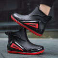 Rain Boots Men's Winter Construction Site Labor Protection Rain Boots Waterproof Non-Slip Wear-Resistant Rainy Day Fishing Work Water Shoes Thick Sole Fleece-Lined. 
