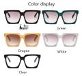 【linfang store】Square Women Vintage Oversized Sun Glasses Goggles Ladies Big Frames Sunglass UV400 White Green Eyewear.