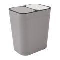 Trash Can Rectangle Plastic Push-Button Dual Compartment 12 Liter Recycling Waste Bin Garbage Can-Grey. 