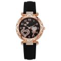 【Hengli jewelry story】Fashion College Style Crystal Heart Butterfly Strap Quartz Watch.