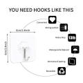 Strong Seamless Hook Waterproof Transparent Wall Sticker Hanger Glue Hook Storage Rack Free Punching Bathroom Kitchen Tool 20 pes -Wall Hook.