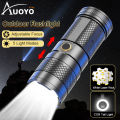 Auoyo Outdoor Flashlight LED Torch Light Telescopic Focus Flashlight Portable Rechargeable Flashlight Zoom Outdoor 5 Light Modes Waterproof Flashlight.