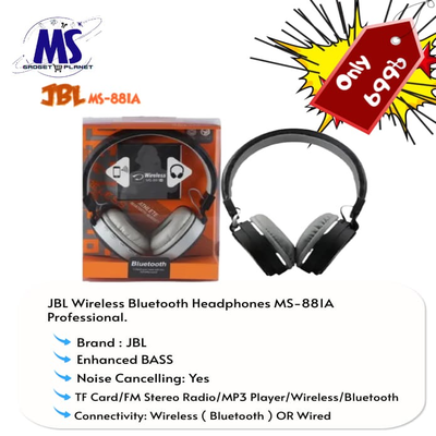 Wireless Bluetooth Headphone Ms-881A Professional - Enjoy Professional-Grade Audio Quality With Wireless Bluetooth Headphones