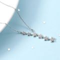 Silver color necklace ladies elegant chain necklace fashion stars tassel sterling silver jewelry round r necklace.