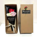 Women's and Mother's Day Gifts to Customers as Hand Companion Gifts, Three Simulated Roses, Carnation Soap Bouquet Gift Box.