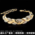 1 Pcs Ladies Bracelet For Women Girls Rhinestone Leaves Bracelets Chain Bangle Luxury Wedding Jewelry Simple Fashion Elegant.