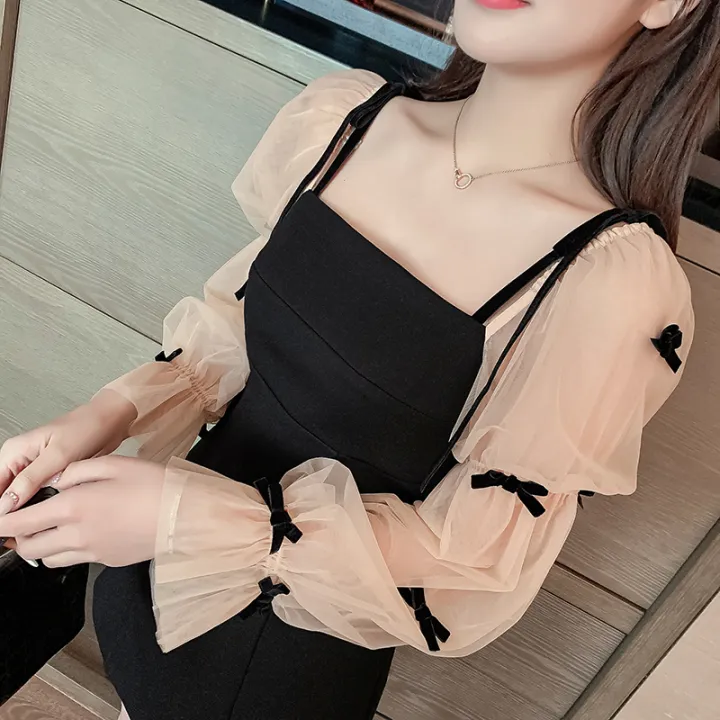YAENHEY%20French%20Elegant%20Party%20Night%20Woman%20Mini%20Dress%20Patchwork%20Mesh%20Puff%20Sleeve%20Bow%20Sweet%20Girls%20Black%20Short%20Dresses%20Women%20Clothes%20Vestido%20-%20Image%207