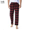 Red Black Plaid Pajama Pants Men Lounging Relaxed House PJs Sleep Bottoms Mens Flannel Cotton Drawstring Button Fly Sleepwear. 
