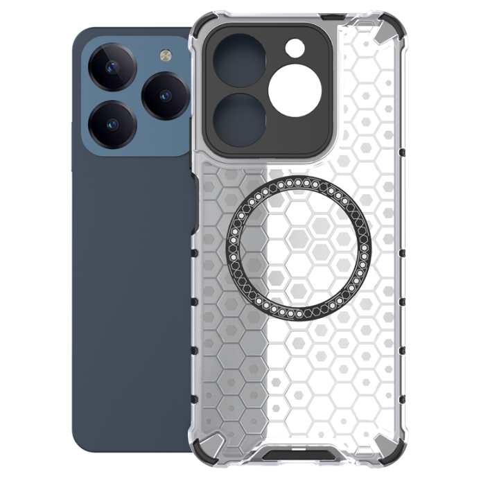 For Realme C61 4G Case Honeycomb MagSafe Shockproof Camera Protection Back Cover realmec61 casing