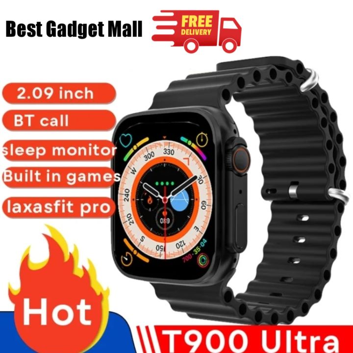 T900 pro Ultra Men Smart Watch 2.09" HD Screen Bluetooth Calling Pedometer Heart Rate Blood Pressure Sleep Sports Watch for iPhone & Andriod Phone